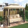 [VIDEO provided] U_STYLE 8.9 Ft. W x 5.9 Ft. D Outdoor Gazebo with Convertible Swing Bench, Double Roof Soft Canopy Garden Backyard Gazebo with Mosqui