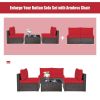 2 Pieces Patio Rattan Armless Sofa Set with 2 Cushions and 2 Pillows