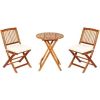 3 Pieces Patio Folding Wooden Bistro Set Cushioned Chair