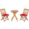 3 Pieces Patio Folding Wooden Bistro Set Cushioned Chair