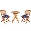 3 Pieces Patio Folding Wooden Bistro Set Cushioned Chair