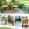 3 Pieces Patio Folding Wooden Bistro Set Cushioned Chair