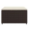 Patio Footrests with Cushions 2 pcs Brown Poly Rattan