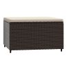 Patio Footrests with Cushions 2 pcs Brown Poly Rattan