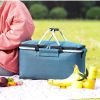 Large Picnic Basket, Insulated Foldable Cooler Bag for Camping Picnic Travel Lunch Bag