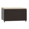 Patio Footrest with Cushion Brown Poly Rattan