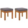 Patio Stools with Cushions 2 pcs 15.7"x15.7"x16.5" Solid Wood Acacia